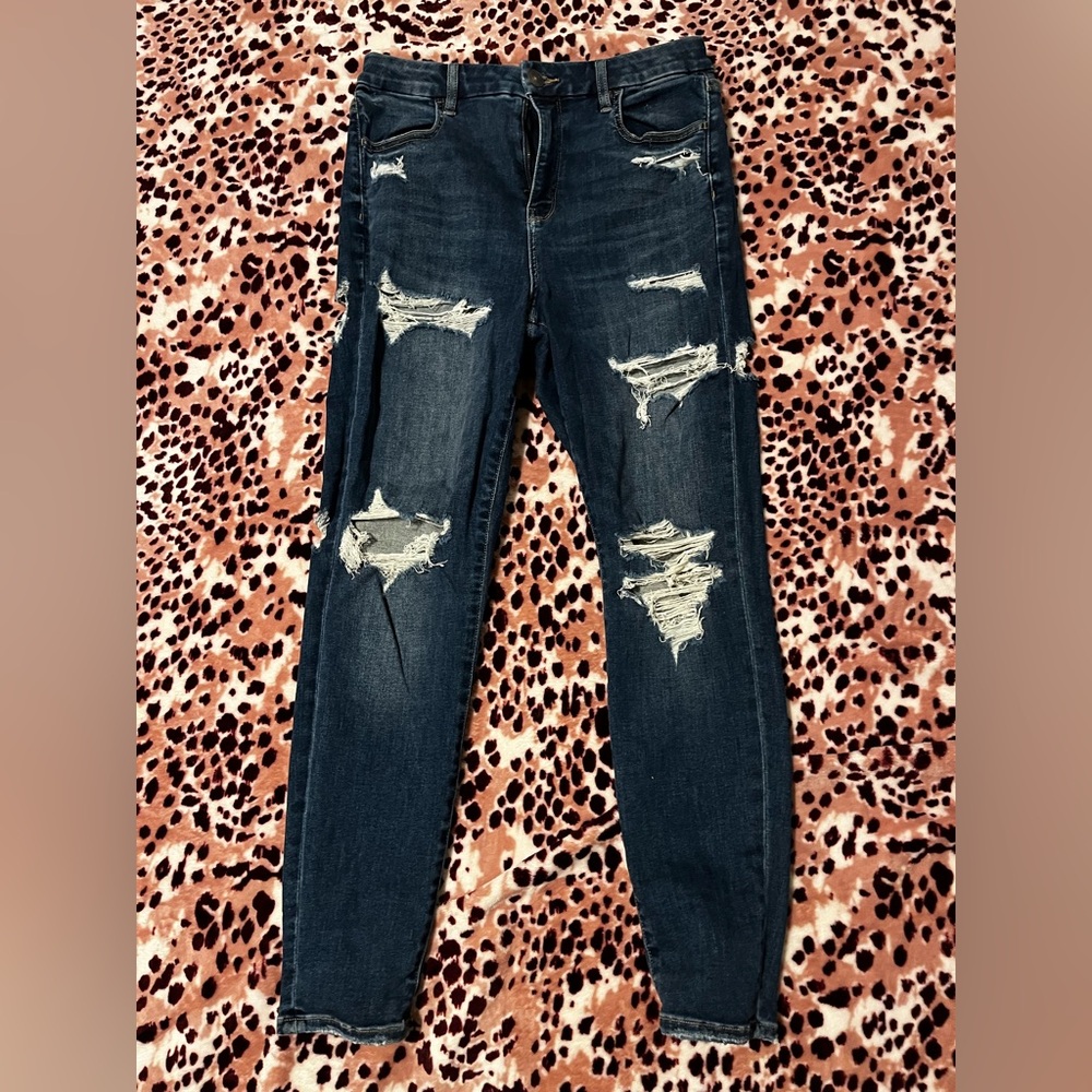 American Eagle curvy high rise legging Dark Blue Distressed Skinny Jeans